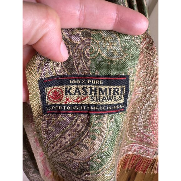 Kashmiri Shawls Traditional Classic Pashmina Scarf Wrap, XL Wrap, 88" x 98" - Picture 3 of 3